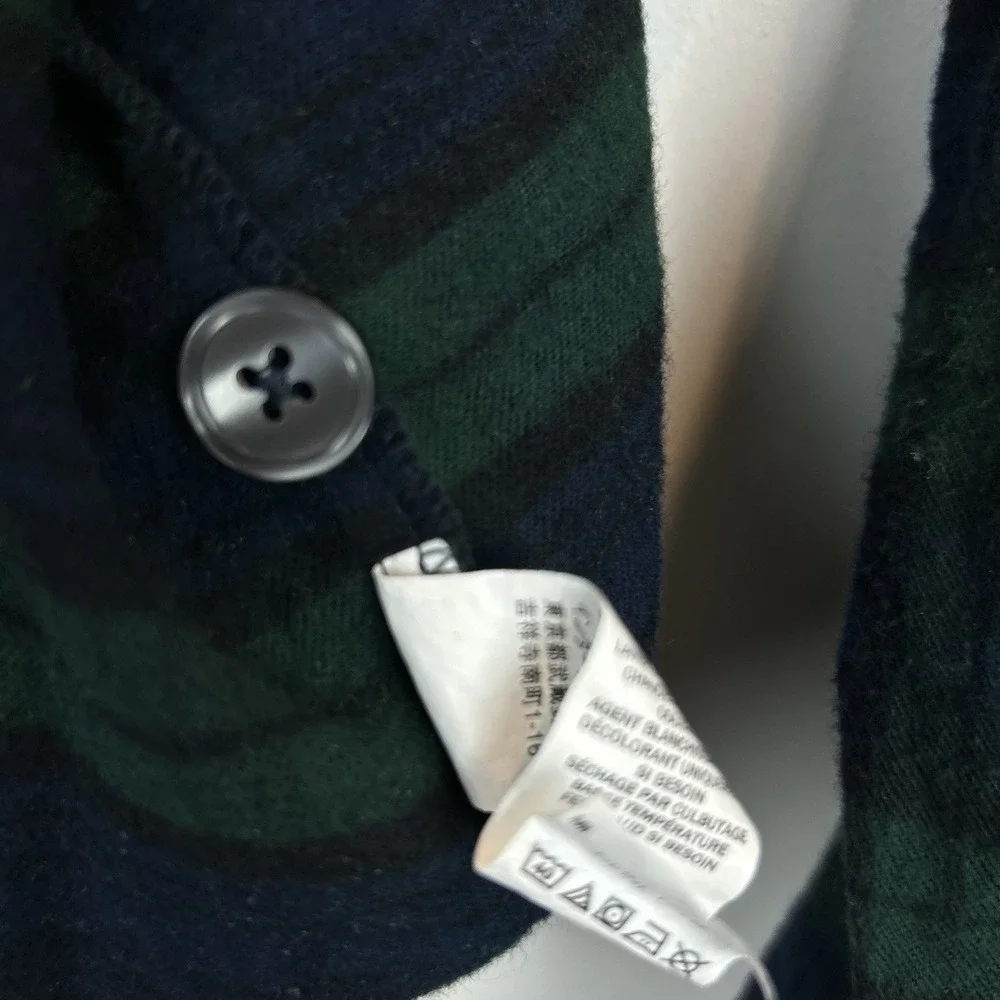 LL Bean Pajama Top Mens Large Green Scotch Plaid Flannel Button Cozy Lounge